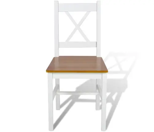 Valgomojo Kėdės, 6 Vnt., Baltos, Pušies Mediena