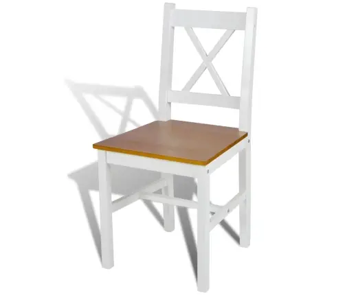 Valgomojo Kėdės, 6 Vnt., Baltos, Pušies Mediena