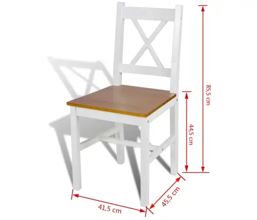 Valgomojo Kėdės, 6 Vnt., Baltos, Pušies Mediena