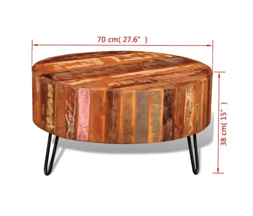 Ümmargune Kohvilaud Taastatud Puidust