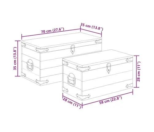 Mantu Lādes, 2 Gab., Mango Koks  Vidaxl
