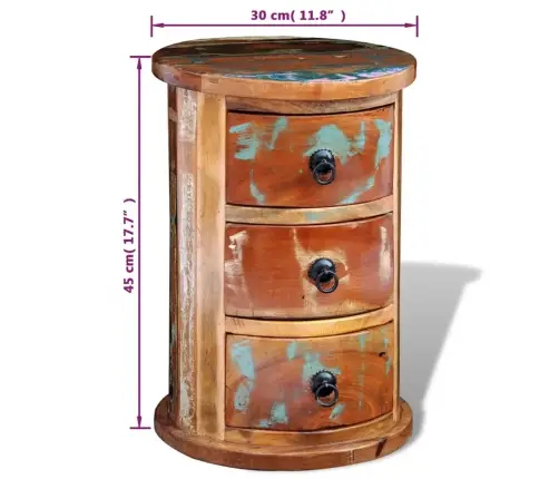 Perdirbtos Masyvios Medienos Spintelė Su 3 Stalčiais