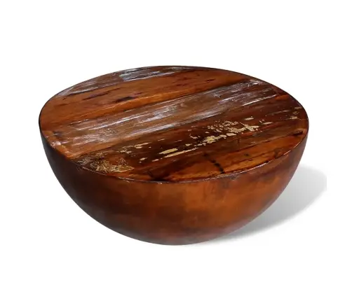 Kafijas Galdiņš, Bļodas Forma, Tērauda Pamatne,Pārstrādāts Koks  Vidaxl