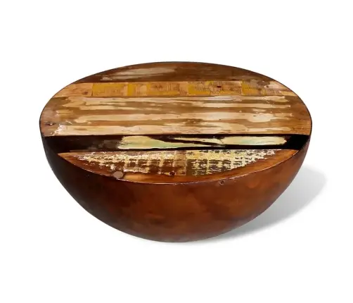 Kafijas Galdiņš, Bļodas Forma, Tērauda Pamatne,Pārstrādāts Koks  Vidaxl