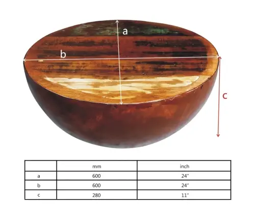 Kafijas Galdiņš, Bļodas Forma, Tērauda Pamatne,Pārstrādāts Koks  Vidaxl