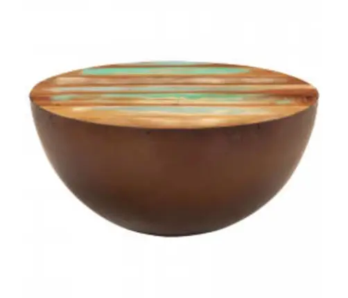 Kafijas Galdiņš, Bļodas Forma, Tērauda Pamatne,Pārstrādāts Koks  Vidaxl