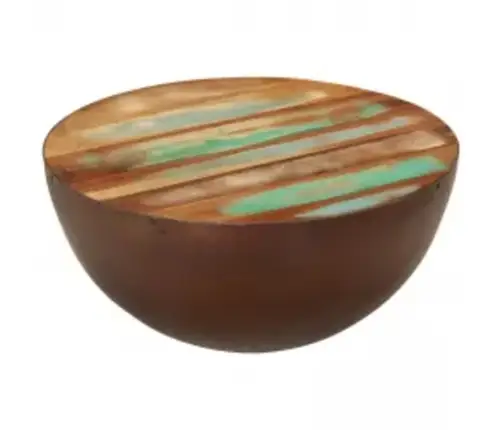 Kafijas Galdiņš, Bļodas Forma, Tērauda Pamatne,Pārstrādāts Koks  Vidaxl