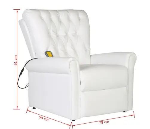 Elektriskais Masāžas Krēsls Krēmkrāsas Balts 78 X 148 X 71 Cm Vidaxl