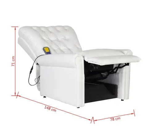 Elektriskais Masāžas Krēsls Krēmkrāsas Balts 78 X 148 X 71 Cm Vidaxl
