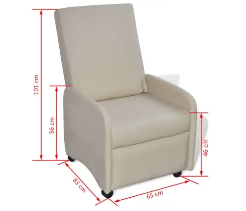 Saliekams Atpūtas Krēsls, Krēmkrāsas Mākslīgā Āda Vidaxl