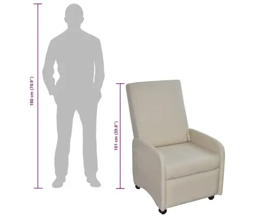 Saliekams Atpūtas Krēsls, Krēmkrāsas Mākslīgā Āda Vidaxl