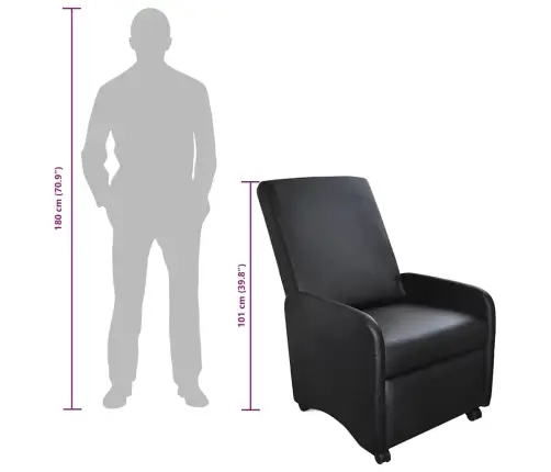 Saliekams Atpūtas Krēsls, Melna Mākslīgā Āda Vidaxl Saliekams Atpūtas Krēsls, Melna Mākslīgā Āda Vidaxl