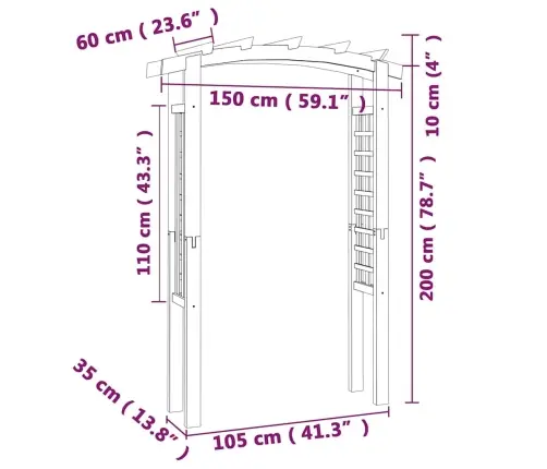 Špaleru Arka, 150X60X210 Cm, Koks Vidaxl