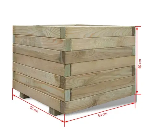 Vazonas, 50X50X40cm Mediena, Kvadratinis, Aukštas