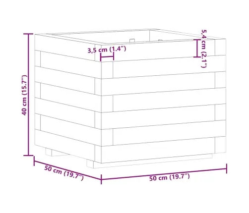 Vazonas, 50X50X40cm Mediena, Kvadratinis, Aukštas