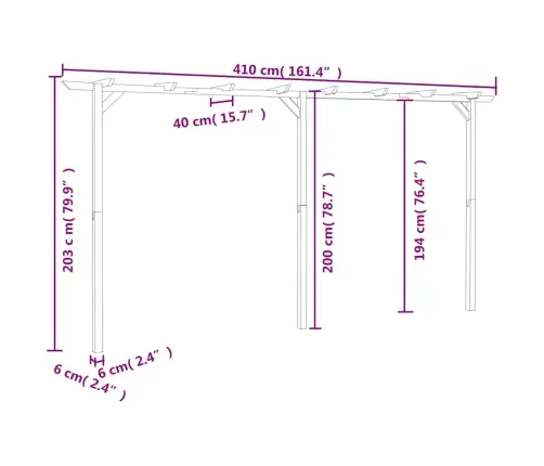 Sodo Pergolė, 410X40X203cm Mediena