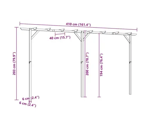 Sodo Pergolė, 410X40X203cm Mediena