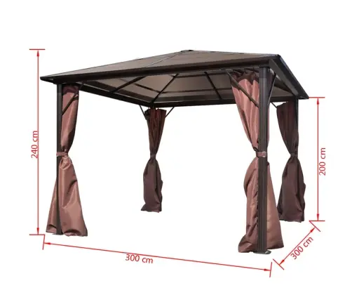 Alumiiniumist Päevavari Pruuni Kardinaga 300 X 300 Cm