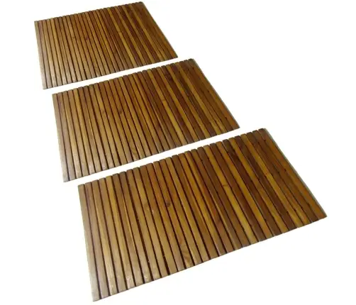 3 Mediniai Vonios Kilimėliai 80 X 50 cm Akacija