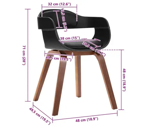 Valgomojo Kėdė Su Bukmedžio Kojomis, Dirbtinė Oda