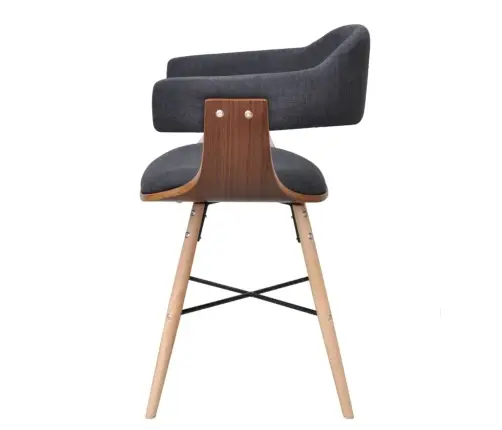 Virtuves Krēsli, 4 Gab., Izliekts Koks Un Audums, Tumši Pelēki Vidaxl