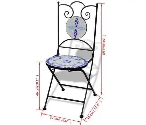 3-Daļīgs Bistro Mēbeļu Komplekts, Keramikas Flīzes, Zils, Balts Vidaxl