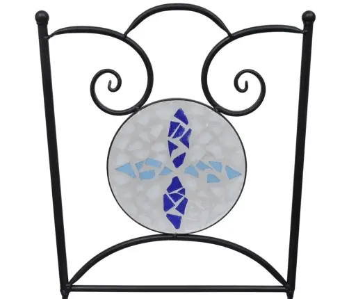 3-Daļīgs Bistro Mēbeļu Komplekts, Keramikas Flīzes, Zils, Balts Vidaxl