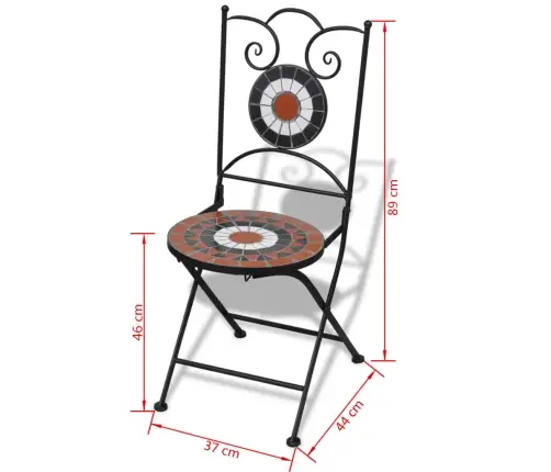 Bistro Komplektas, 3 Dalių, Terakota Ir Baltas, Plytelės