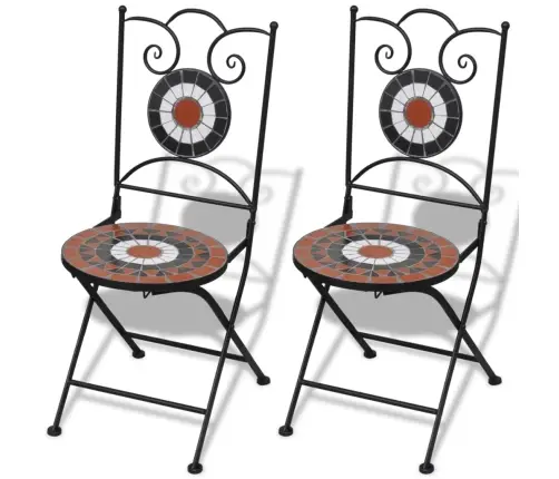 Bistro Komplektas, 3 Dalių, Terakota Ir Baltas, Plytelės