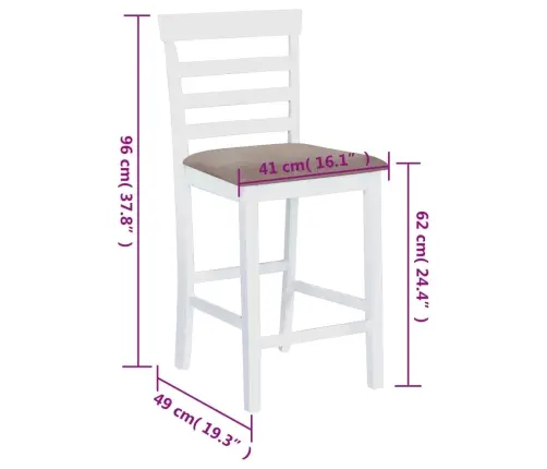 Baaritoolid 2 Tk, Valge, Kangas