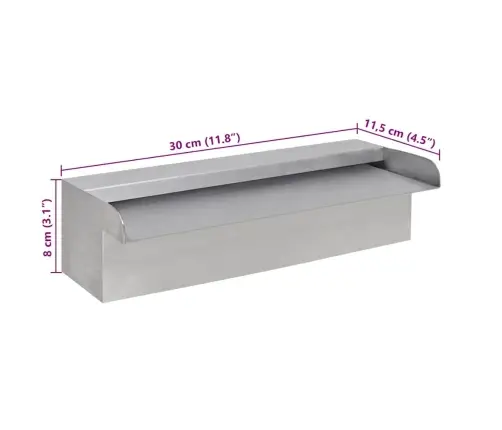 Baseino Fontanas, 30cm Stačiakampio Formos, Nerūdijantis Plienas, 30Cm Baseino Fontanas, 30cm Stačiakampio Formos, Nerūdijantis Plienas, 30Cm