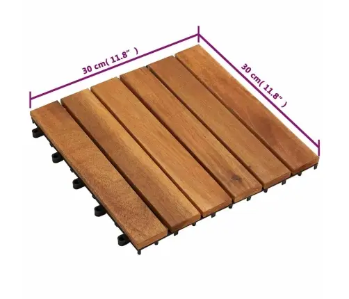 Terases Flīzes, Vertikāls Raksts, 20 Gab., 30X30 Cm, Akācija Vidaxl