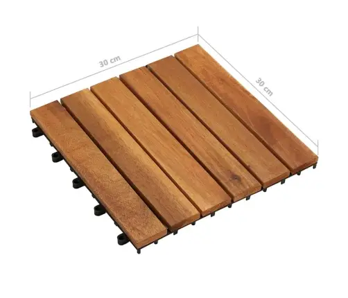 Akācijas Koka Flīzes Terasēm 30X30Cm 30 Gab Vertikāls Raksts