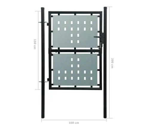 Vienviru Vārti, Melni, 100X200 Cm Vidaxl