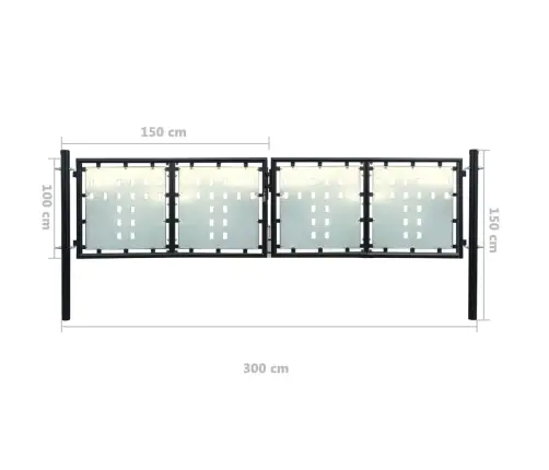 Juodi Vienvėriai Tvoros Vartai, 300X100 Cm