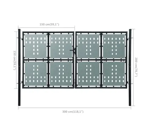 Vienviru Vārti, Melni, 300X200 Cm Vidaxl