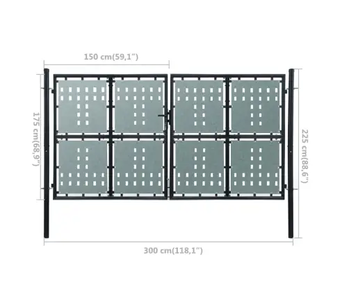 Vienviru Vārti, Melni, 300X225 Cm Vidaxl