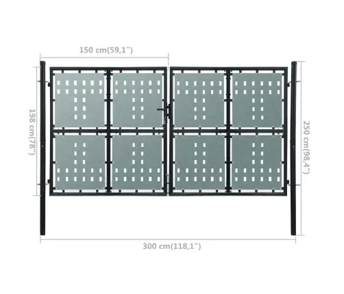 Vienviru Vārti, Melni, 300X250 Cm Vidaxl