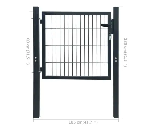 2D Vārti (Vienviru), Antracītpelēki, 106X130 Cm Vidaxl