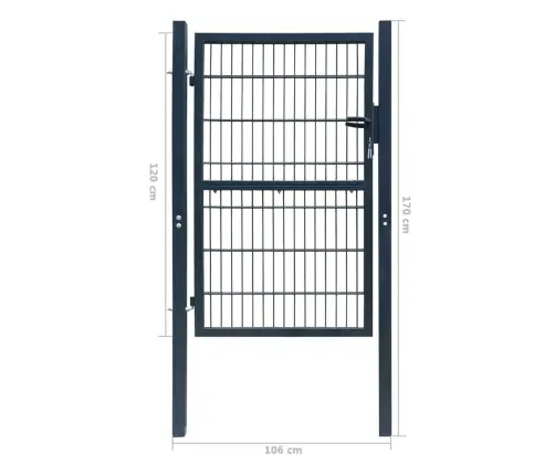 2D Vārti (Vienviru), Antracītpelēki, 106X170 Cm Vidaxl