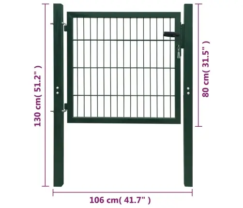 2D Vārti (Vienviru), Zaļi, 106X130 Cm Vidaxl