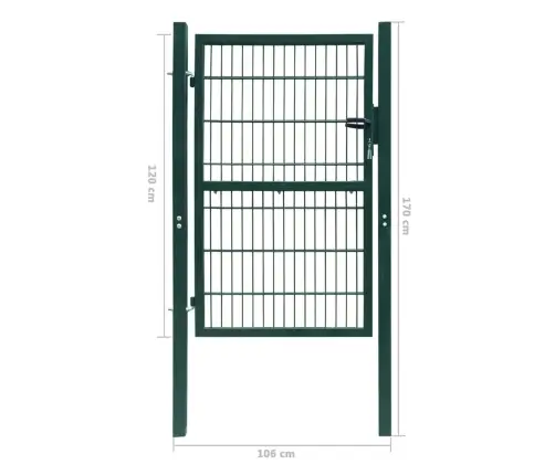 2D Vārti (Vienviru), Zaļi, 106X170 Cm Vidaxl