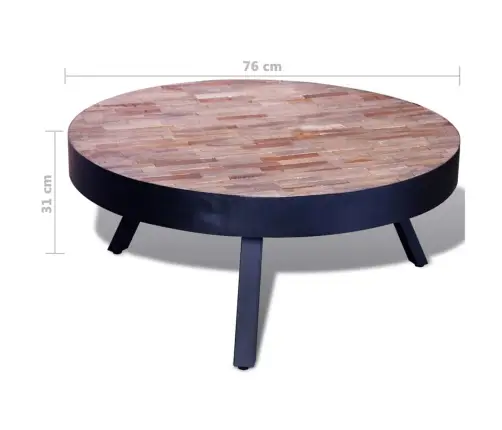 Kafijas Galdiņš, Apaļš, Pārstrādāts Tīkkoks  Vidaxl