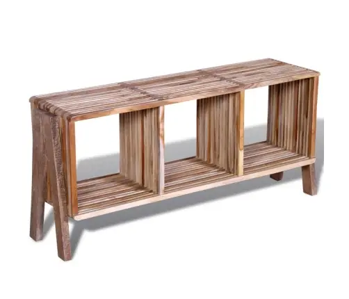 Kolme Riiuliga Telerisektsioon Taastatud Tiikpuust