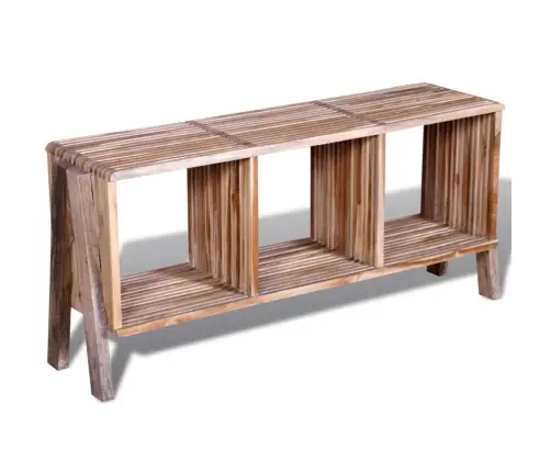 Kolme Riiuliga Telerisektsioon Taastatud Tiikpuust