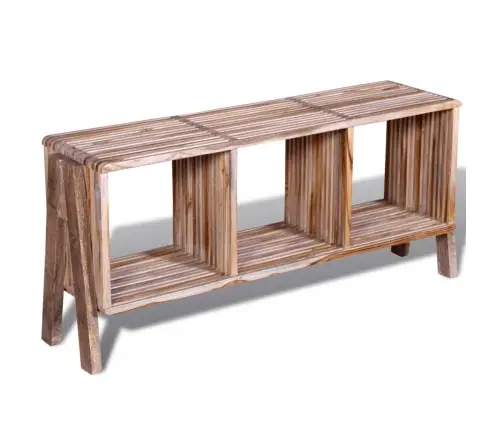 Kolme Riiuliga Telerisektsioon Taastatud Tiikpuust