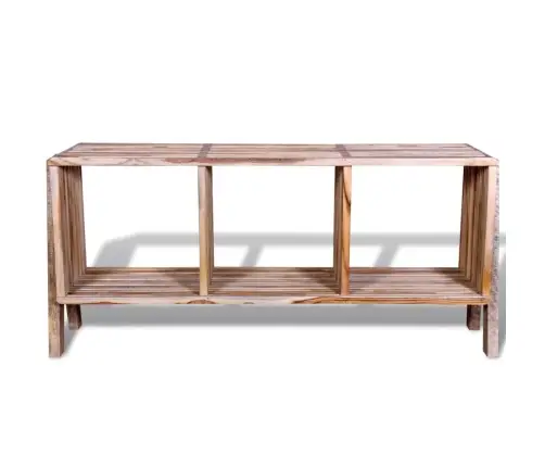 Kolme Riiuliga Telerisektsioon Taastatud Tiikpuust