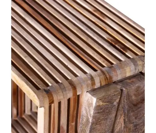 Kolme Riiuliga Telerisektsioon Taastatud Tiikpuust