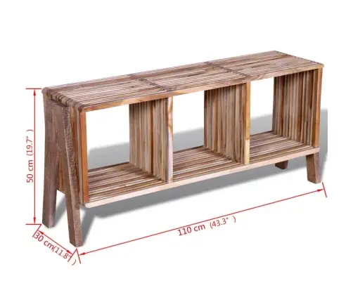 Kolme Riiuliga Telerisektsioon Taastatud Tiikpuust