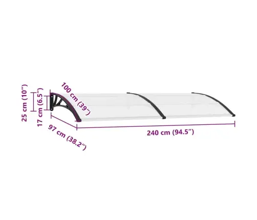 Durų Stogelis, 240X100 cm Pc